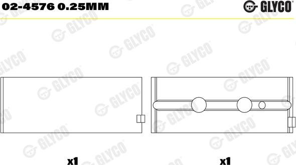 Glyco 02-4576 0.25mm - Main Bearings, crankshaft lastbilsdelar24.se